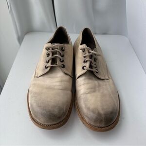 RARE! Alexander McQueen (42) Patinated Cream Leather Derby Lace Up Loafers